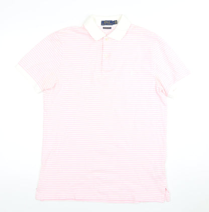 Ralph Lauren Men's Pink Striped Slim Polo M
