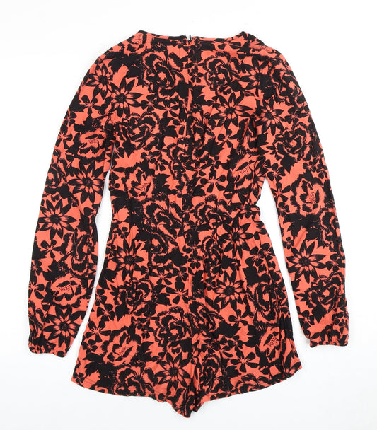 Superdry Women's Black Floral Playsuit XXS Long Sleeve