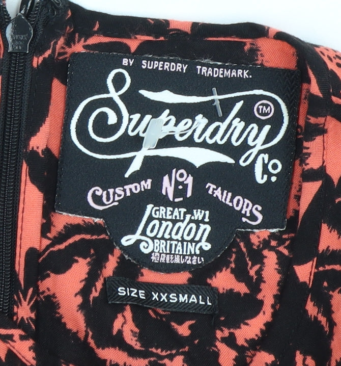 Superdry Women's Black Floral Playsuit XXS Long Sleeve