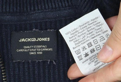 Jack & Jones Men's Blue Full Zip Jumper Size S