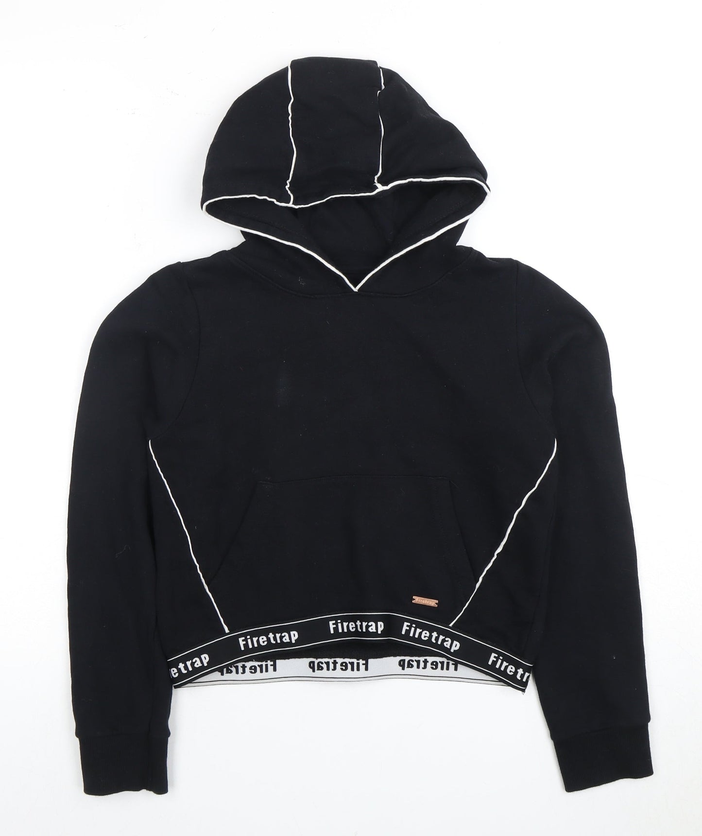 Firetrap Girls Black Pullover Hoodie 11-12 Years Logo Accent