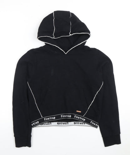 Firetrap Girls Black Pullover Hoodie 11-12 Years Logo Accent
