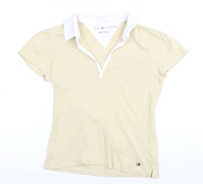 Womens UK Size M Tommy Hilfiger Beige Basic Polo