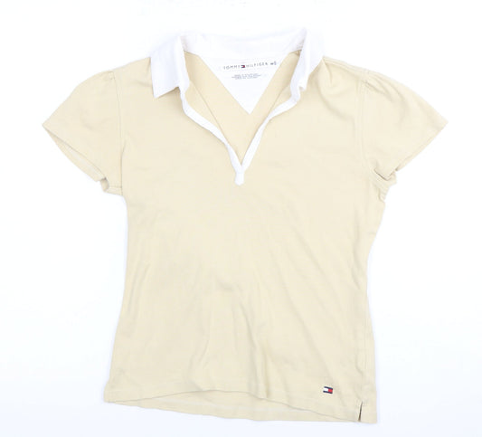 Womens UK Size M Tommy Hilfiger Beige Basic Polo