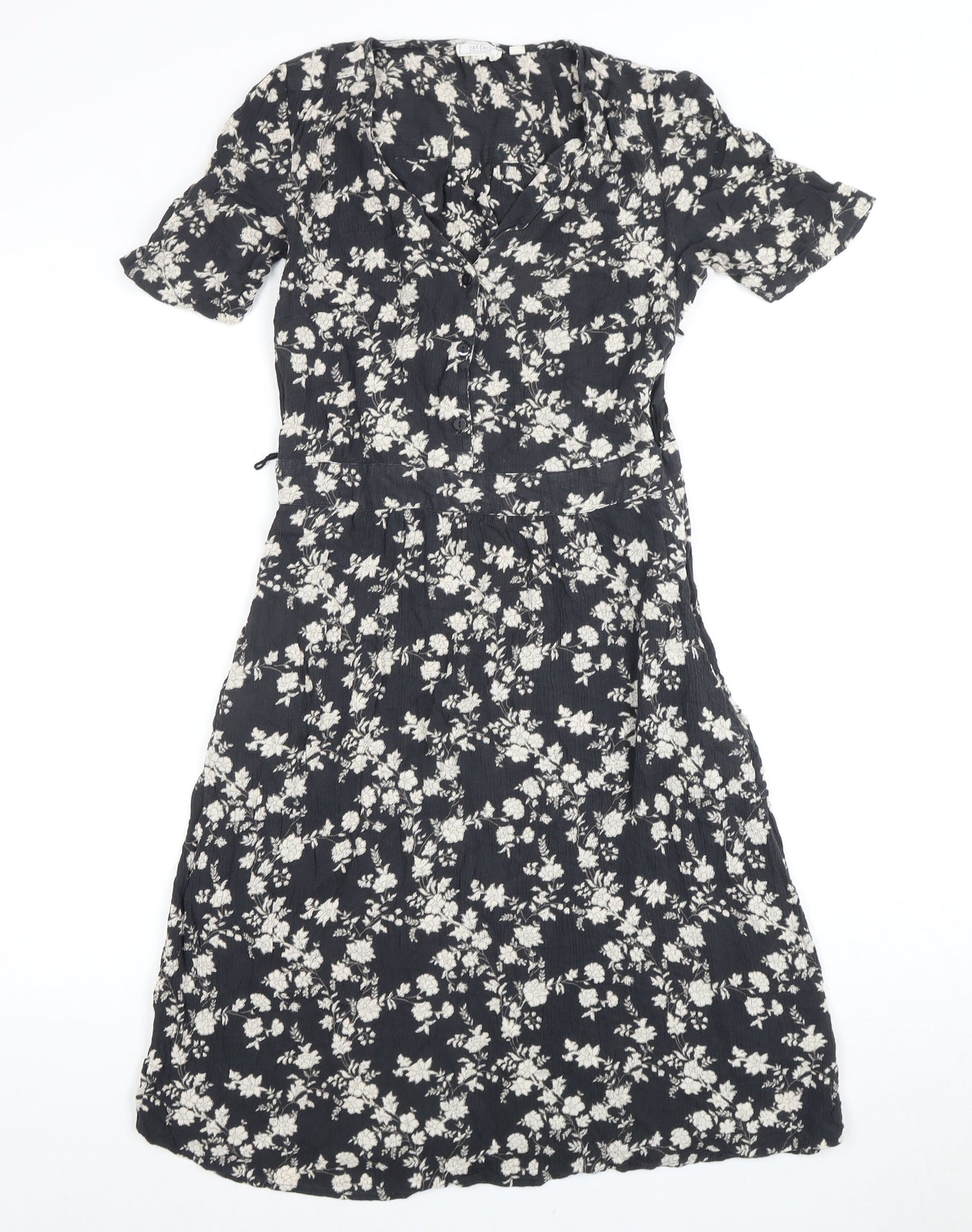Fat Face Women's Black Floral Dress 8 Viscose