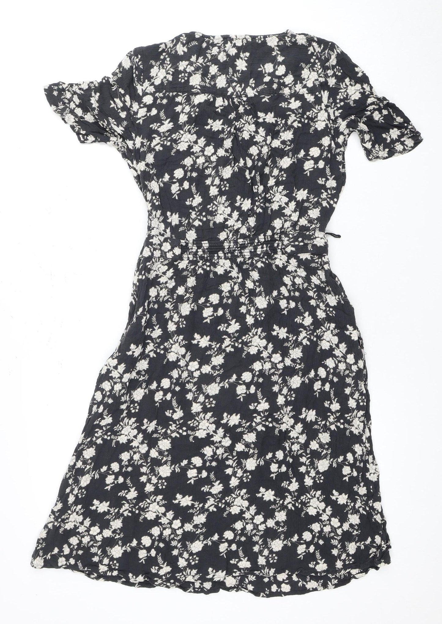 Fat Face Women's Black Floral Dress 8 Viscose