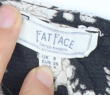 Fat Face Women's Black Floral Dress 8 Viscose