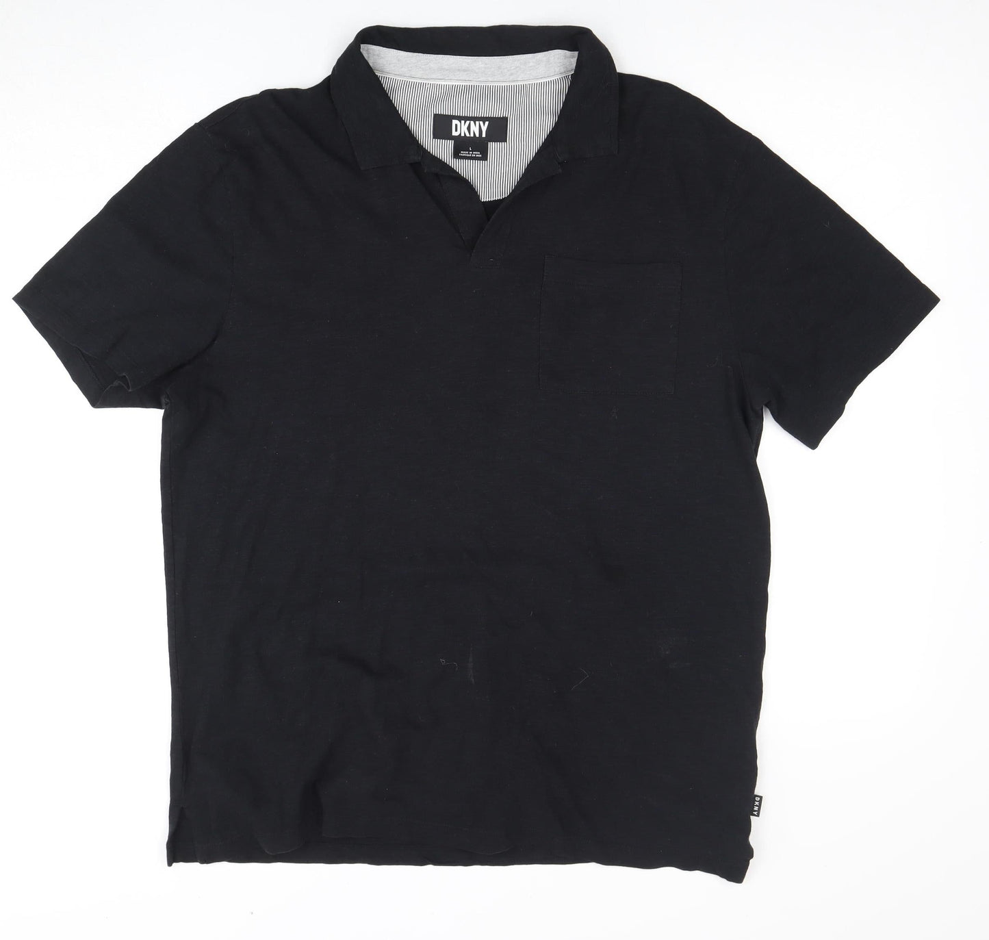 DKNY Men's Black Polo, Large, Casual Short Sleeve
