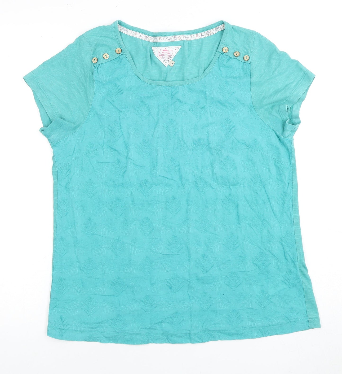 Womens UK Size 12 Debenhams Blue Basic T-Shirt