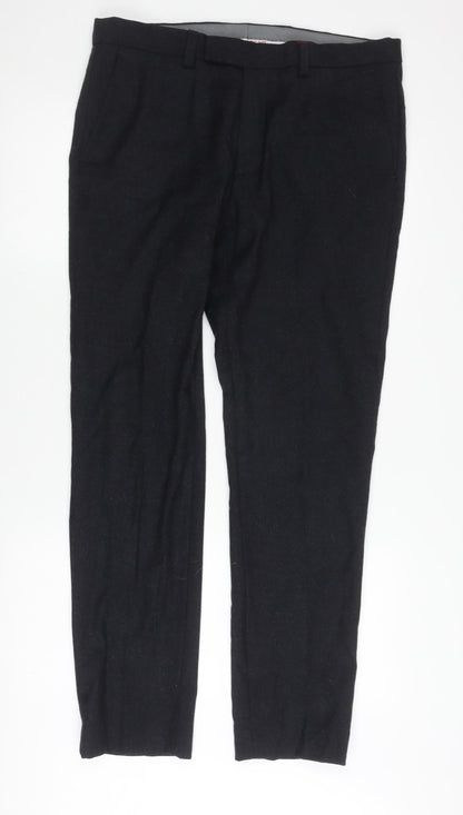 Paul Costelloe Men's Black Wool Slim Trousers 34R