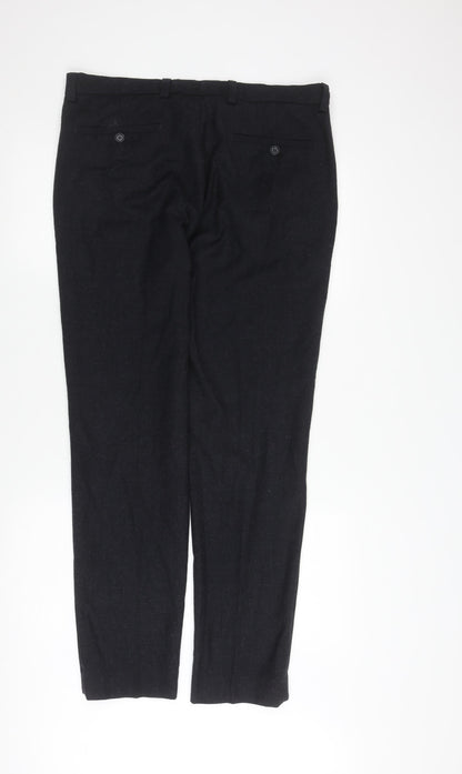 Paul Costelloe Men's Black Wool Slim Trousers 34R