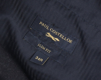 Paul Costelloe Men's Black Wool Slim Trousers 34R