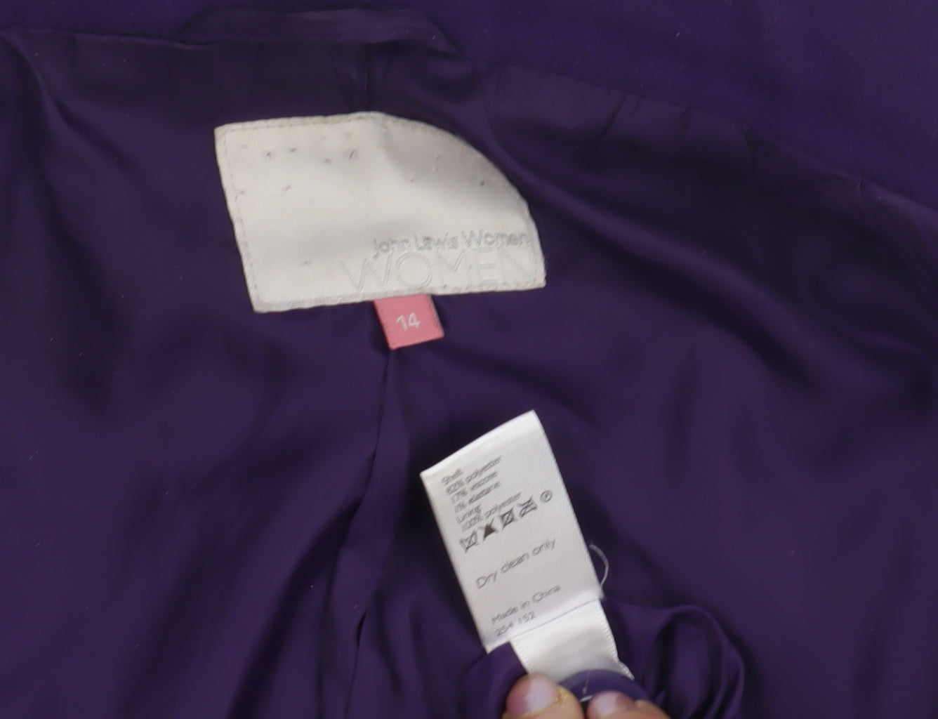 Womens UK Size 14 John Lewis Purple Pea Coat