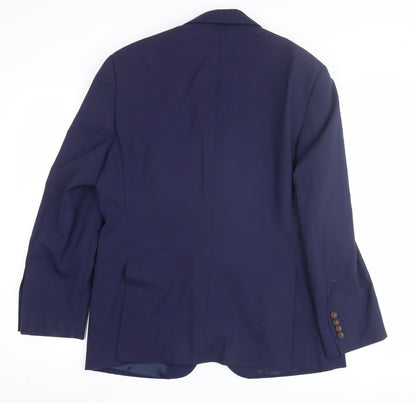 Llanfico Men's Blue Wool Blazer Size UK 40 Formal Jacket