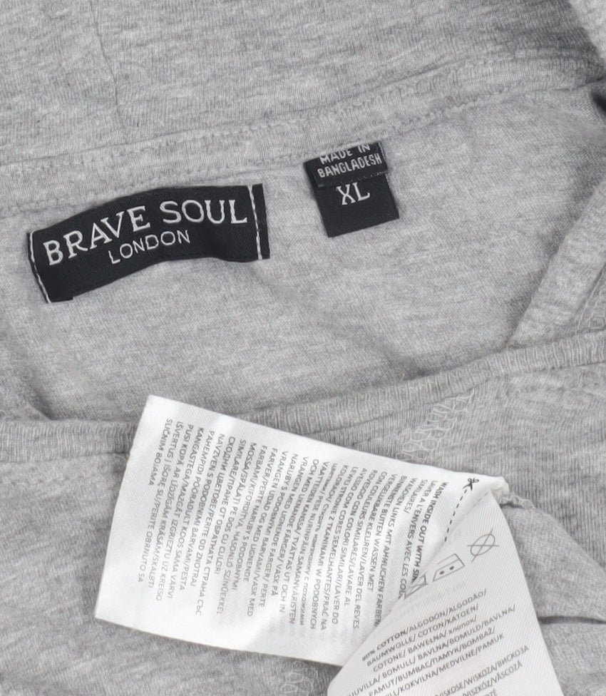 Mens UK Size XL Brave Soul Grey Pullover Hoodie