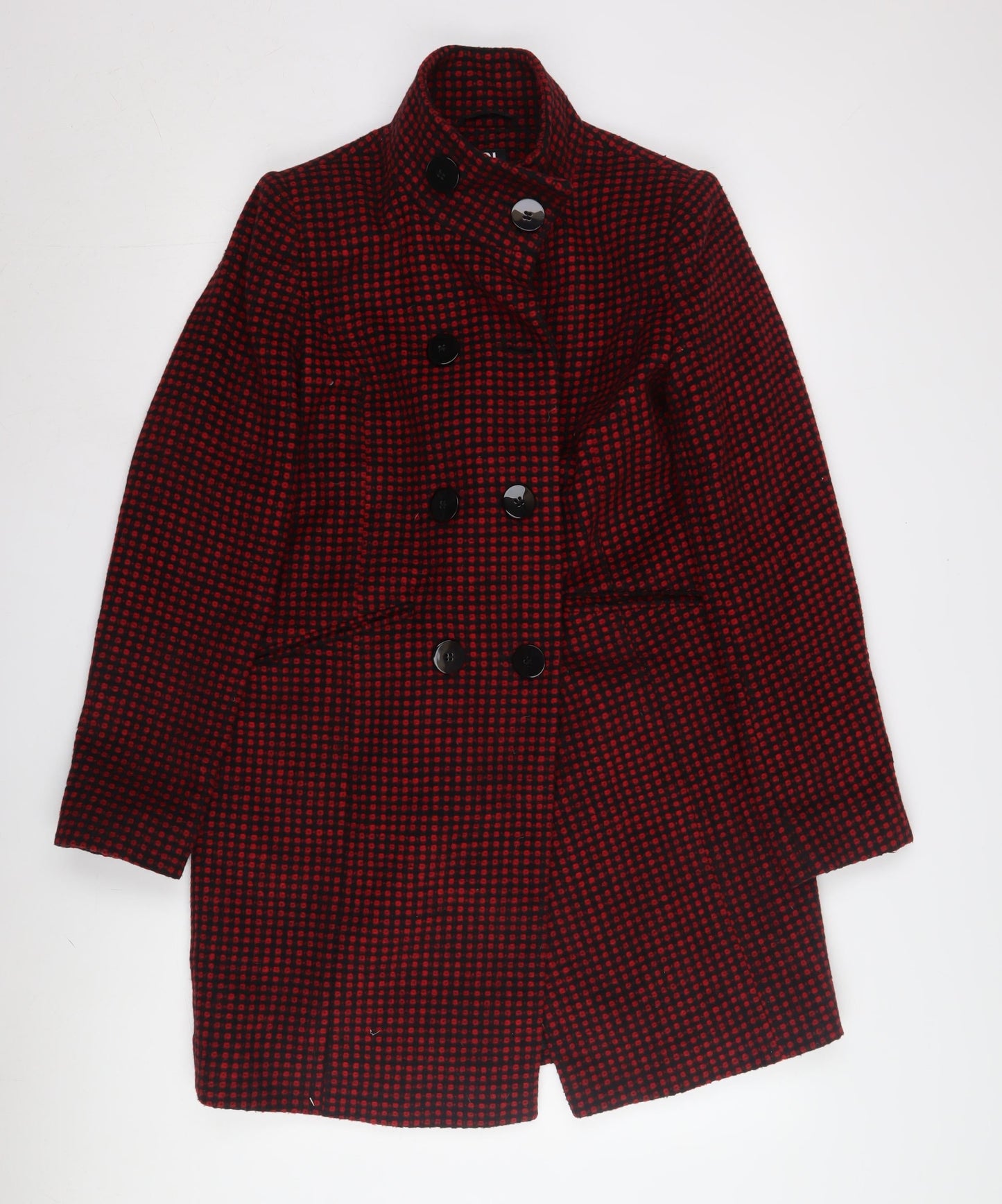 Debenhams Women's Red Checked Pea Coat Size 10