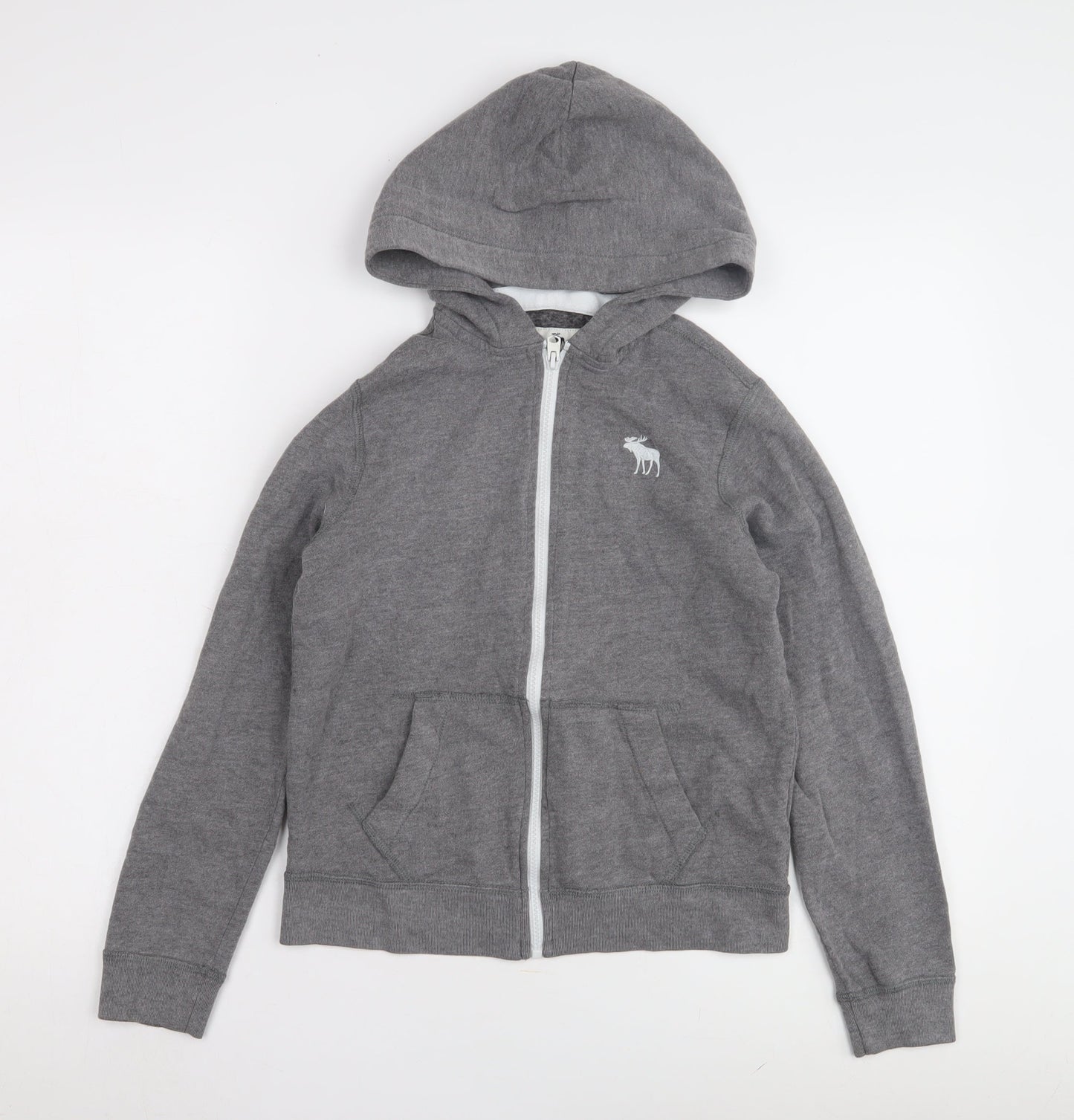 Abercrombie Kids Boys Grey Full Zip Hoodie, Size 11-12