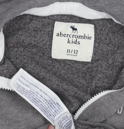 Abercrombie Kids Boys Grey Full Zip Hoodie, Size 11-12