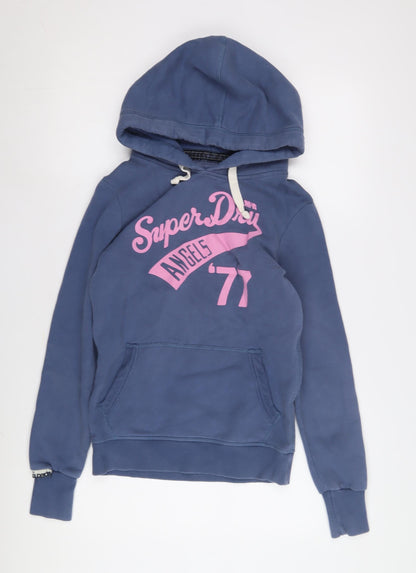 Superdry Women's Blue Pullover Hoodie, S, Logo Accents