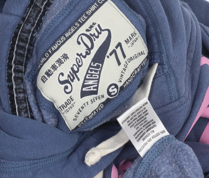 Superdry Women's Blue Pullover Hoodie, S, Logo Accents