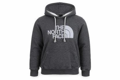 Front view of The North Face unisex grey hoodie - casual pullover
