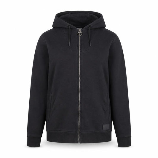 Front view of Lonsdale unisex black full zip hoodie, size 14