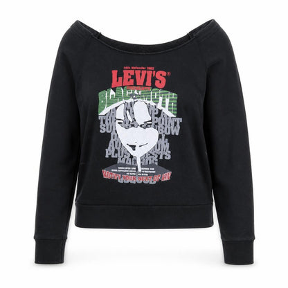 Levi's Women Black S Sweatshirt Boat Neck