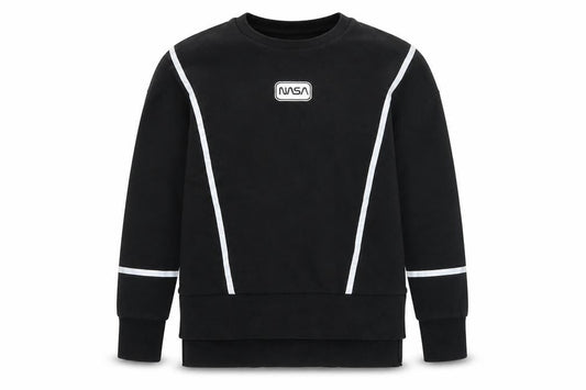 Front view of NASA unisex black xs pullover sweatshirt
