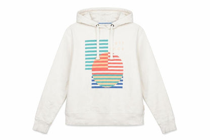 Front view of Saltrock unisex white pullover hoodie, graphic print, casual