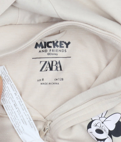 Zara Girls Beige Minnie Mouse Hoodie Size 8 Years