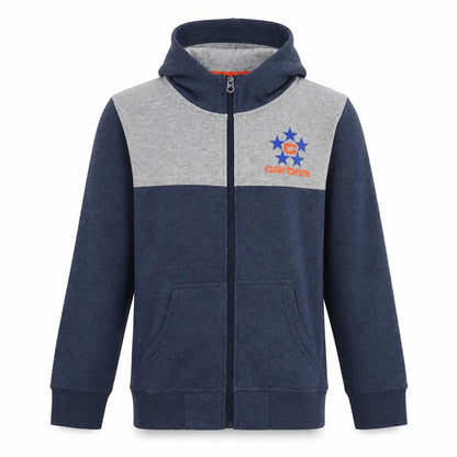 Front view of Carbrini boys’ blue grey full zip hoodie 12-13 years