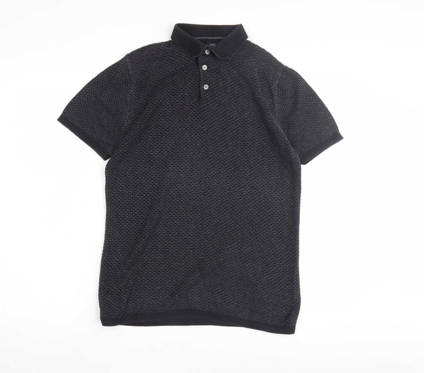 Next Men's Black Short Sleeve Polo Shirt