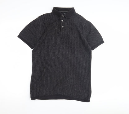 Next Men's Black Short Sleeve Polo Shirt