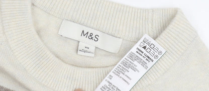 Womens UK Size XS Marks and Spencer Beige Pullover Jumper