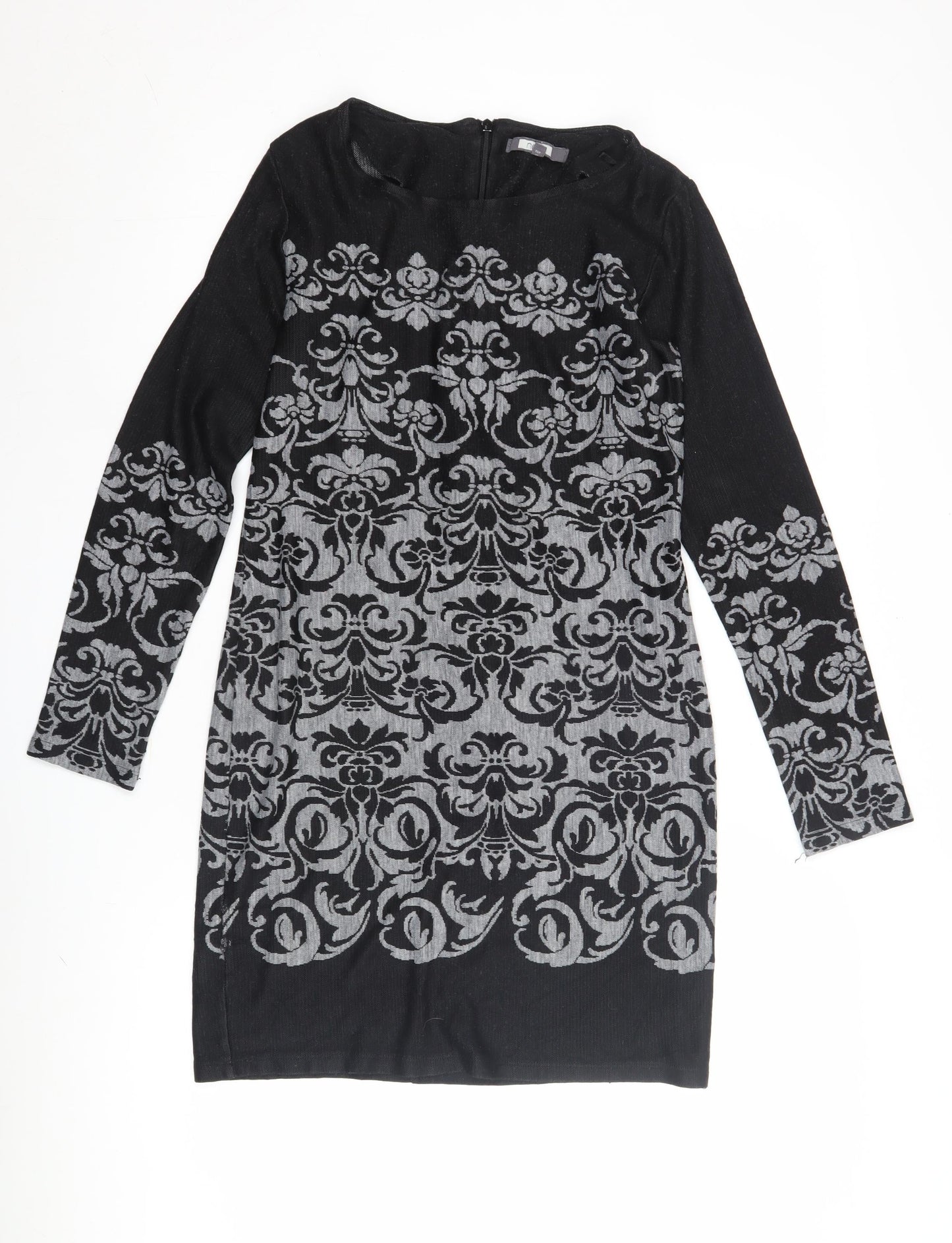 Next Women's Black Geometric Shift Dress Size 12