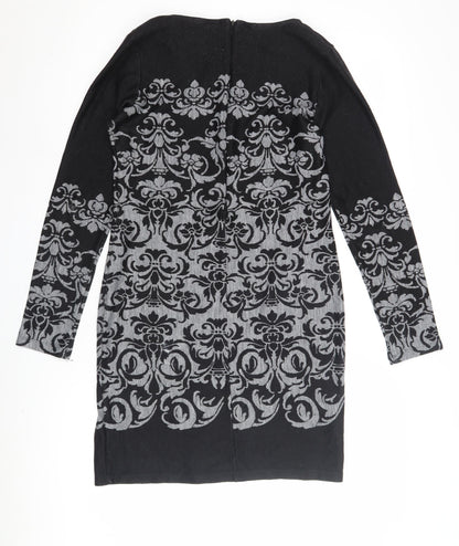 Next Women's Black Geometric Shift Dress Size 12