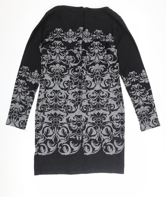 Next Women's Black Geometric Shift Dress Size 12