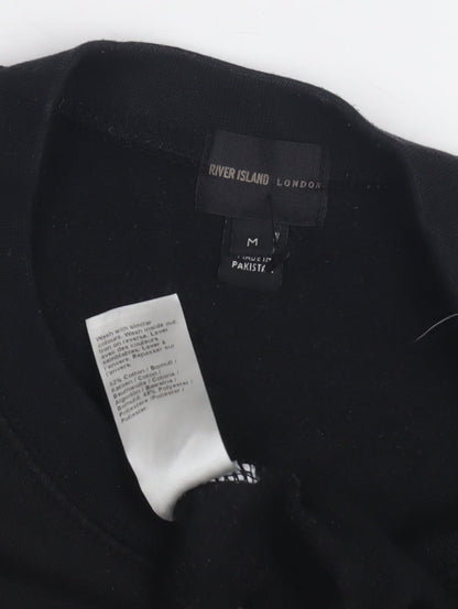 River Island Black Graphic Sweatshirt M Unisex Pullover