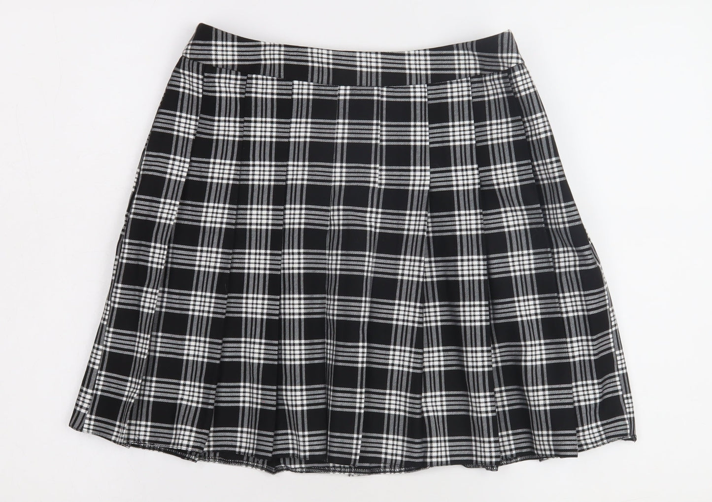 New Look Women's Black Plaid Pleated Skirt Size 10