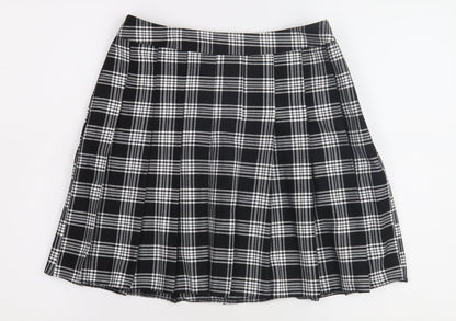 New Look Women's Black Plaid Pleated Skirt Size 10
