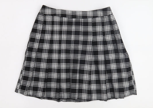 New Look Women's Black Plaid Pleated Skirt Size 10
