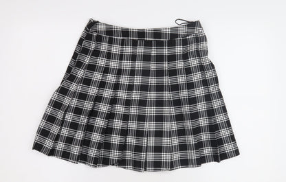 New Look Women's Black Plaid Pleated Skirt Size 10