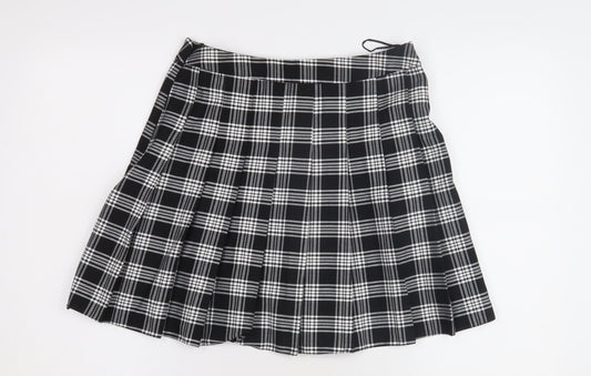 New Look Women's Black Plaid Pleated Skirt Size 10