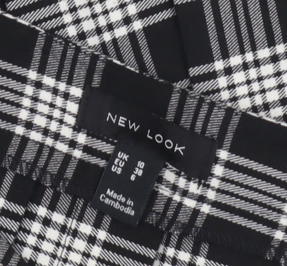 New Look Women's Black Plaid Pleated Skirt Size 10