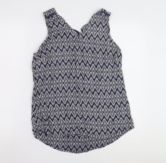 M&Co Women's Blue Geometric Tank Top Size 14