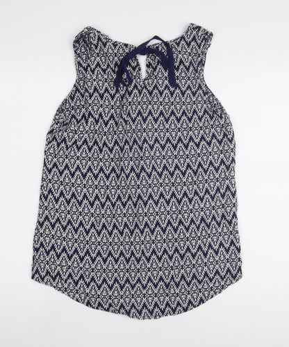 M&Co Women's Blue Geometric Tank Top Size 14