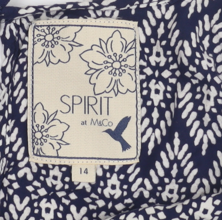 M&Co Women's Blue Geometric Tank Top Size 14