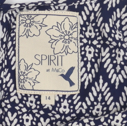 M&Co Women's Blue Geometric Tank Top Size 14