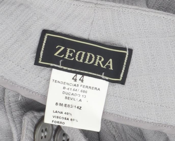 ZEDDRA Women's Grey Trousers, Size 16, Check Pattern