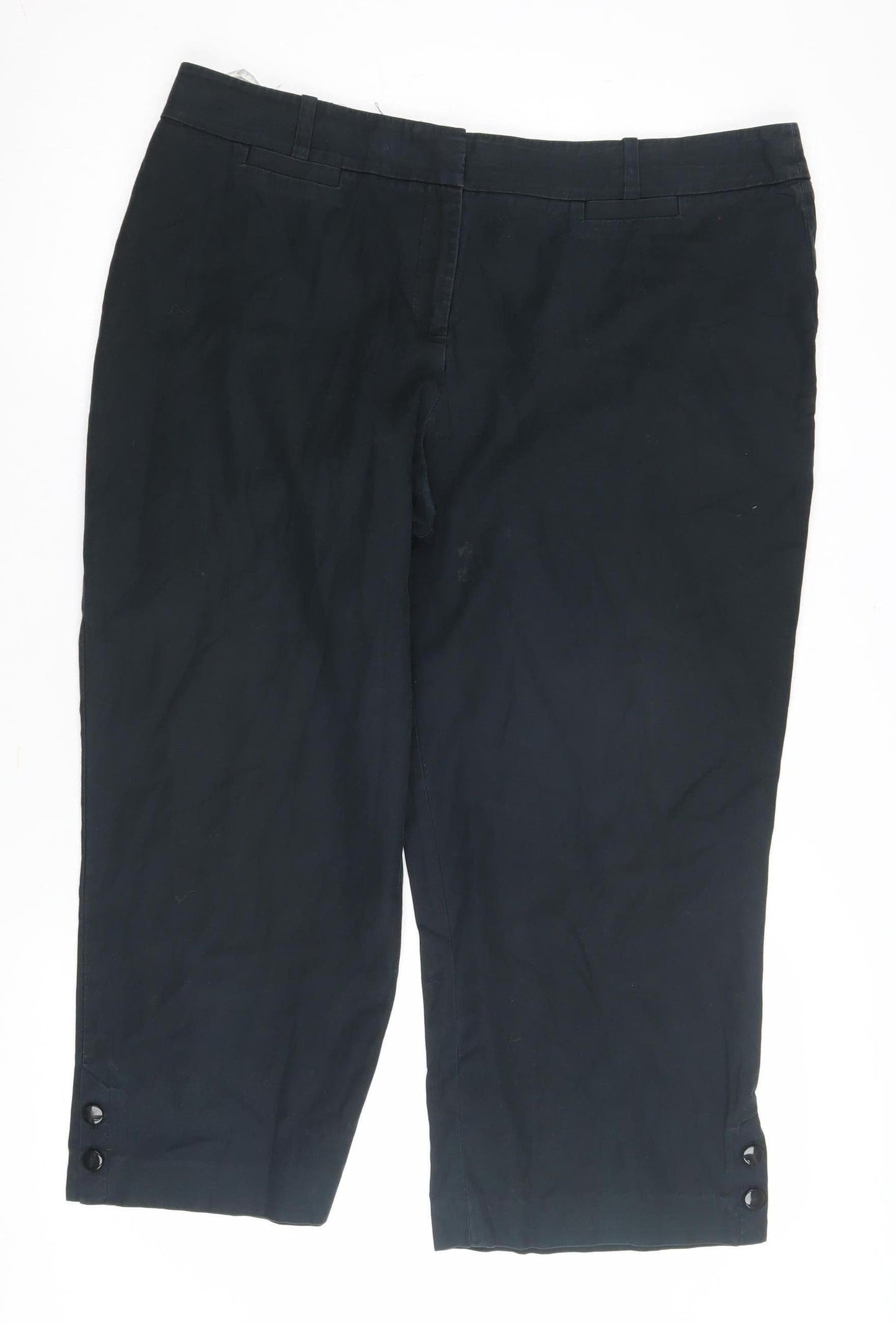 Womens UK Size 14 Planet Regular Fit Cropped Black Trousers